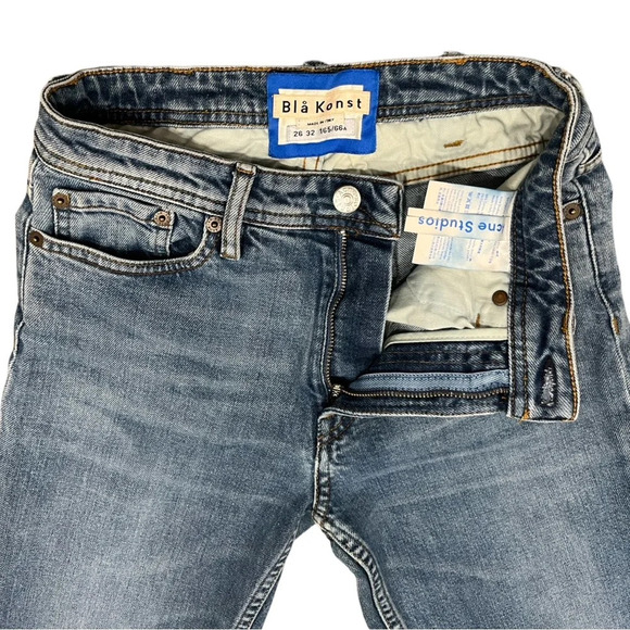 Women's Acne Studio SOUTH MID BLUE Jeans Size 26 Raw Hem Cotton Denim 30L165-129 - Picture 5 of 7